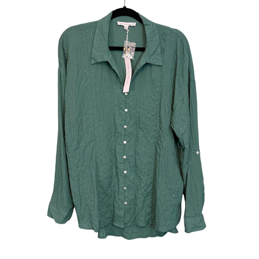 Jane & Delancey Shirt Medium Green Office Business Career Work Professional NWT
